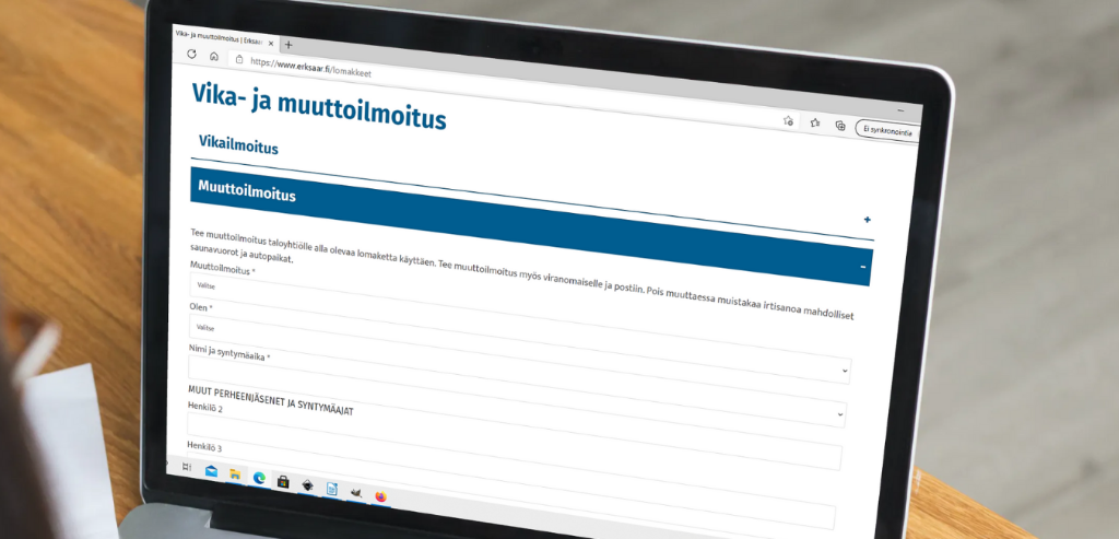 Vika- ja muuttoilmoituslomakkeet